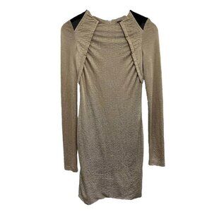 Cut25 by Yigal Women Azrouel Longsleeve Sheath Dress Zip Up Gold Size XS